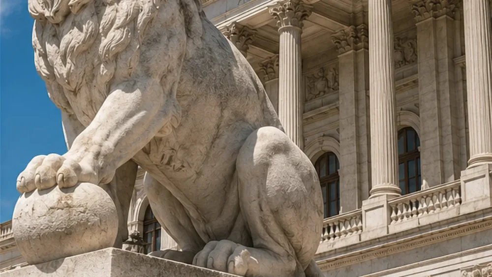 “Lei do Lobby” - Regime de transparência na representação de interesses 1 Lei do Lobby em contexto institucional, com escultura em pedra e edifício público