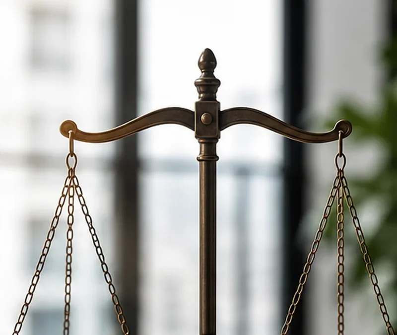 Balança da justiça em fotografia editorial sobre a reforma do processo penal